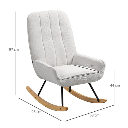 Rocking chair in gray sherpa fleece - padded for relaxation
