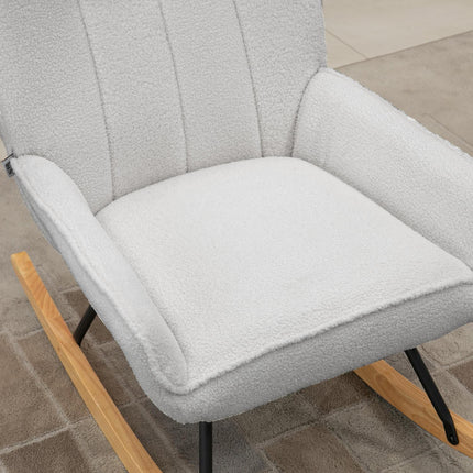 Rocking chair in gray sherpa fleece - padded for relaxation