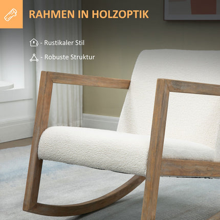 Cream White Rubberwood rocking chair - padded comfort