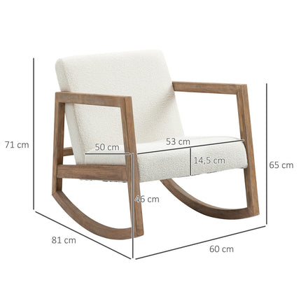 Cream White Rubberwood rocking chair - padded comfort