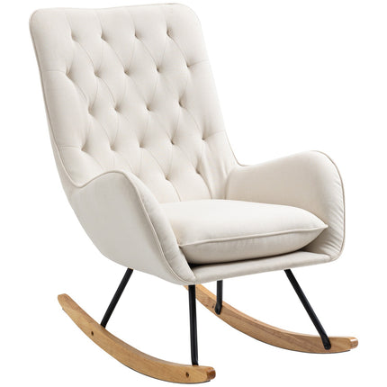 Creamy white rocking chair - Linen metal, 69 x 90 x 100 cm
