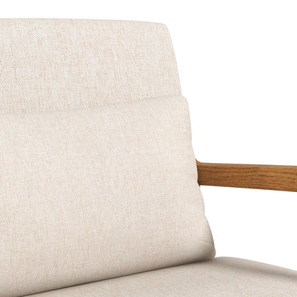 Rocking chair with padded seat, wooden frame, cream