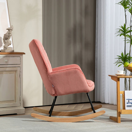Pink rocking chair with armrests - wooden runners, relaxation