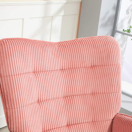 Pink rocking chair with armrests - wooden runners, relaxation