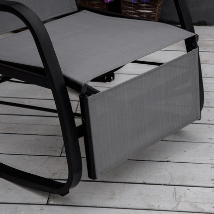Gray adjustable garden rocking chair with footrest, capacity 160 kg
