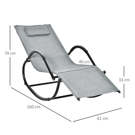Rocking chair with cushion, gray text line, 160 kg capacity