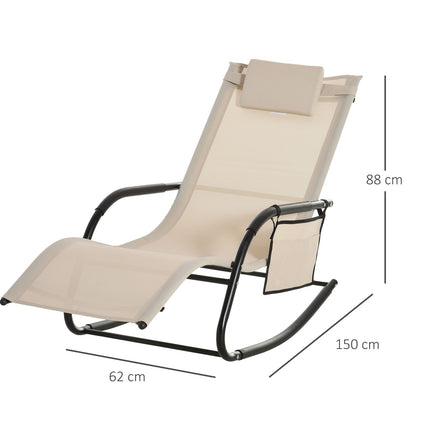 Beige Metal Mesh rocking chair, 150 x 62 x 88 cm