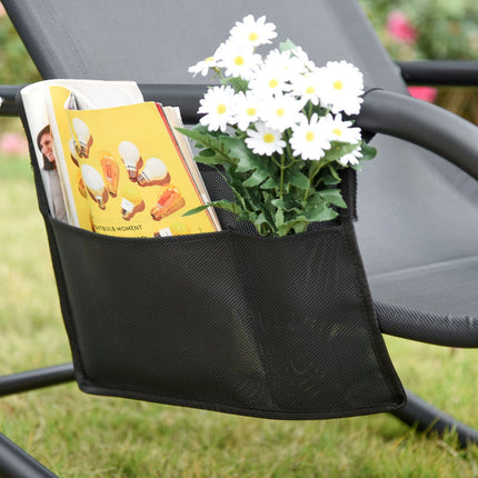 Black Metal Mesh Rocking Lounger, 150 x 62 x 88 cm