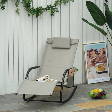 Garden rocking chair - metal mesh, black & light grey, 150x62x88 cm