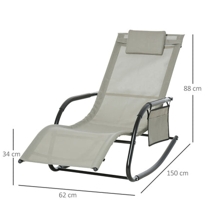 Garden rocking chair - metal mesh, black & light grey, 150x62x88 cm
