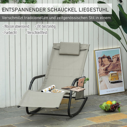 Garden rocking chair - metal mesh, black & light grey, 150x62x88 cm