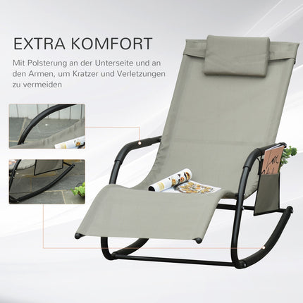 Garden rocking chair - metal mesh, black & light grey, 150x62x88 cm