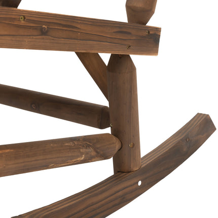 Rocking chair in solid wood with armrests, dark brown