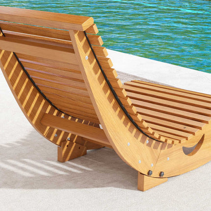 Ergonomic rocking chair in wood, teak, capacity 120 kg