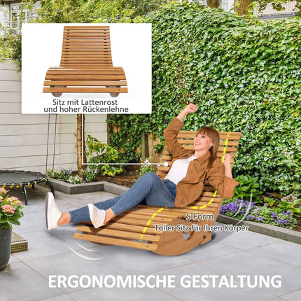 Ergonomic rocking chair in wood, teak, capacity 120 kg