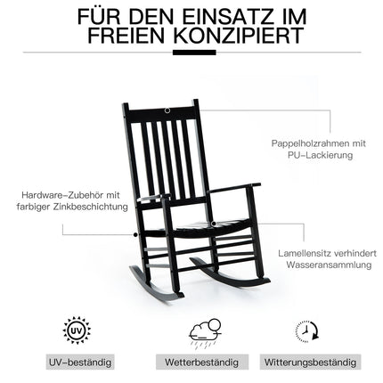 Black wooden rocking chair with armrests 69X86X115 Cm