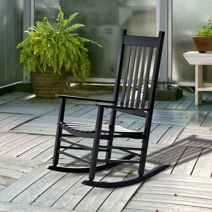 Black wooden rocking chair with armrests 69X86X115 Cm
