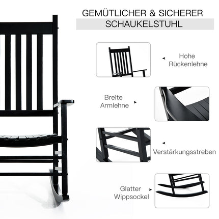 Black wooden rocking chair with armrests 69X86X115 Cm