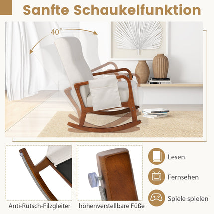 Rocking Chair with Ottoman, Ergonomic Design, Beige
