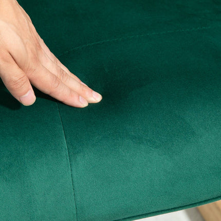 Green Velvet-Look Wing Chair with stool and cushion