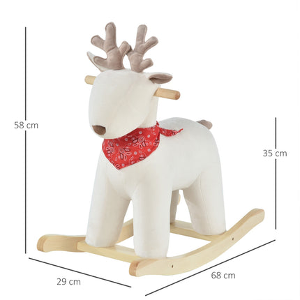 Plush rocking deer toy with sound, white, 36-72 months