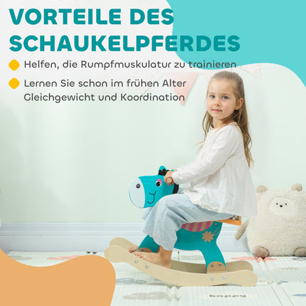 Rocking Donkey Baby Toy with Handles, 59x27x43 cm, Blue-Green