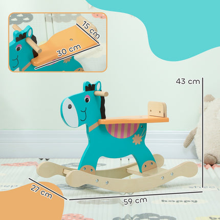 Rocking Donkey Baby Toy with Handles, 59x27x43 cm, Blue-Green