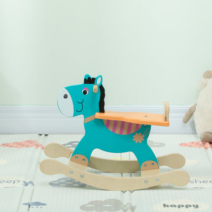 Rocking Donkey Baby Toy with Handles, 59x27x43 cm, Blue-Green