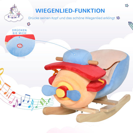 Children's rocking horse – Blue & Red, 60x33x45 cm