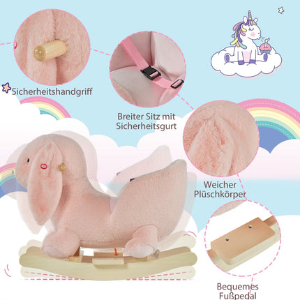 Pink rocking horse for children - 60 x 33 x 50 cm