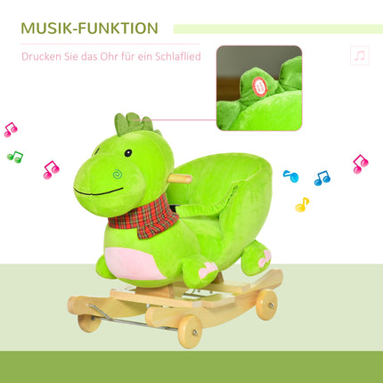 Rocking horse with wheels and music, plush, 18 months+