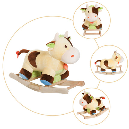 Brown & Yellow Baby Rocking Cow Toy - 60x34x46 Cm