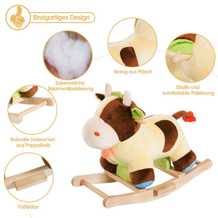 Brown & Yellow Baby Rocking Cow Toy - 60x34x46 Cm