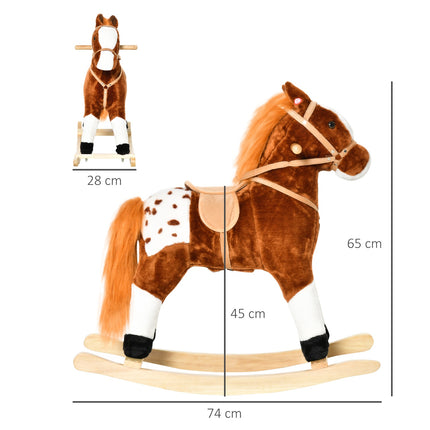 Brown rocking horse toy for children, 3+ years, 74x28x65cm