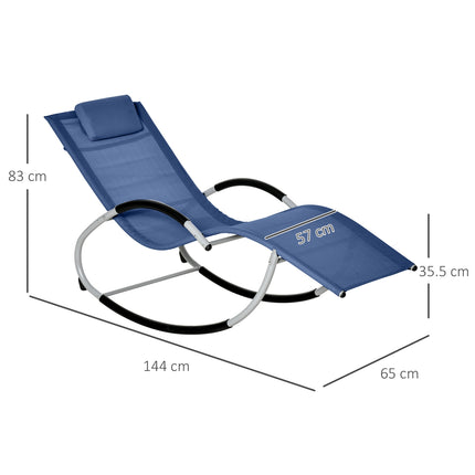 Rocking chair in metal Garden chair with headrest, blue