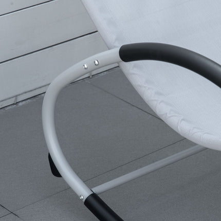 Garden rocking chair with headrest, light gray metal