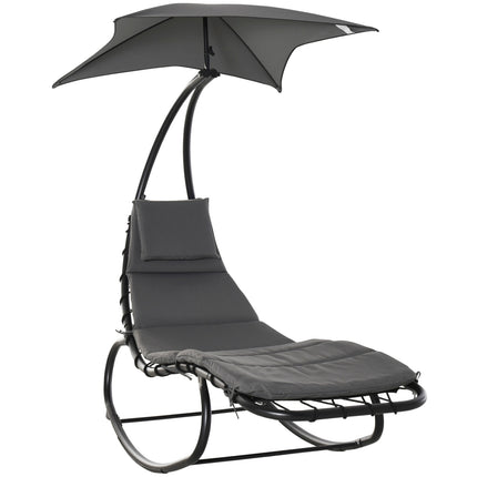 Rocking chair with roof for garden or office, dark grey