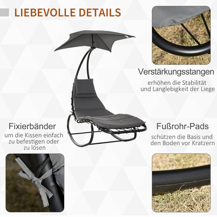 Rocking chair with roof for garden or office, dark grey