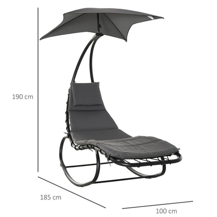 Rocking chair with roof for garden or office, dark grey