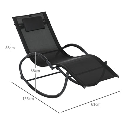 Rocking chair with cushion, black, 155x61x88 Cm