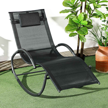 Rocking chair with cushion, black, 155x61x88 Cm