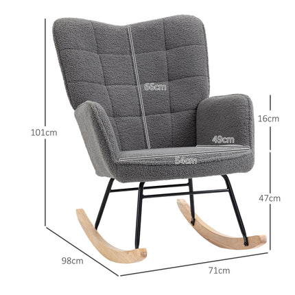 Rocking Accent Chair, dark gray berber fleece, 71x92x101 cm