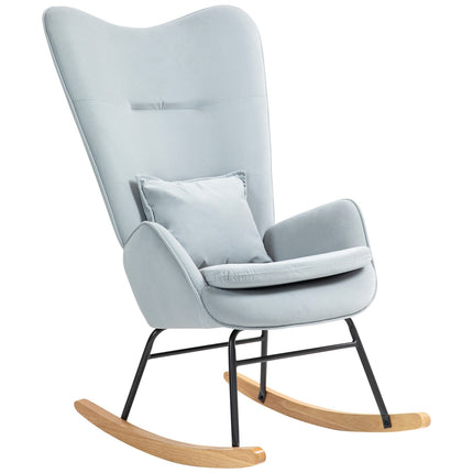 Velvet Look rocking chair, 120 kg capacity, light grey