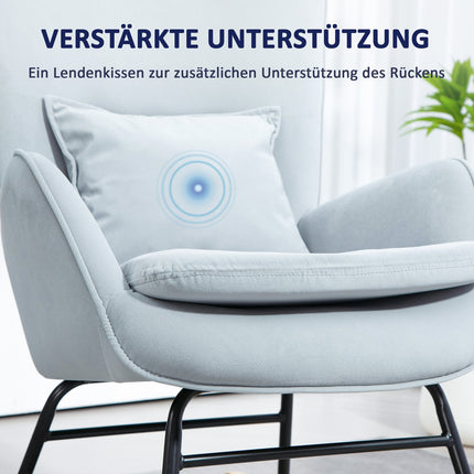 Velvet Look rocking chair, 120 kg capacity, light grey