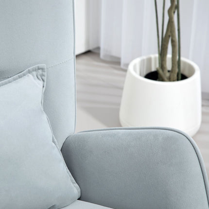 Velvet Look rocking chair, 120 kg capacity, light grey