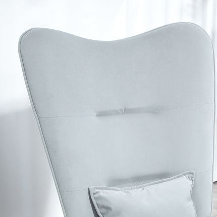 Velvet Look rocking chair, 120 kg capacity, light grey