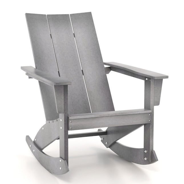 Rocking chair outdoor Adirondack garden chair made of HDPE 93 x 55.5 x 90 cm gray