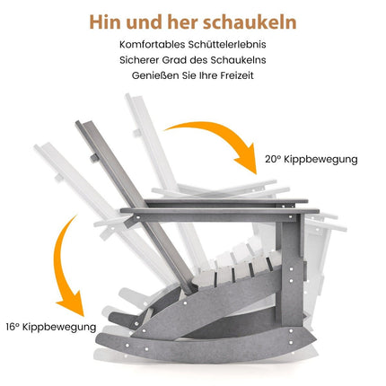 Rocking chair outdoor Adirondack garden chair made of HDPE 93 x 55.5 x 90 cm gray
