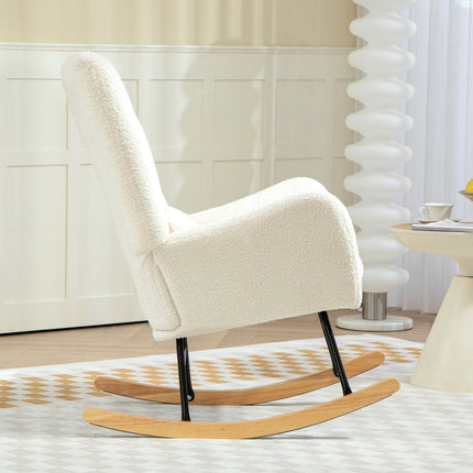 Creamy white rocking chair with armrests & cushion