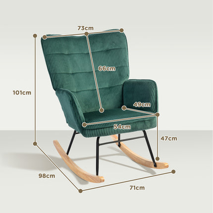 Dark green rocking chair - wooden runner, relaxation chair